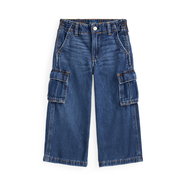 Wide-Leg Indigo Cargo Jean