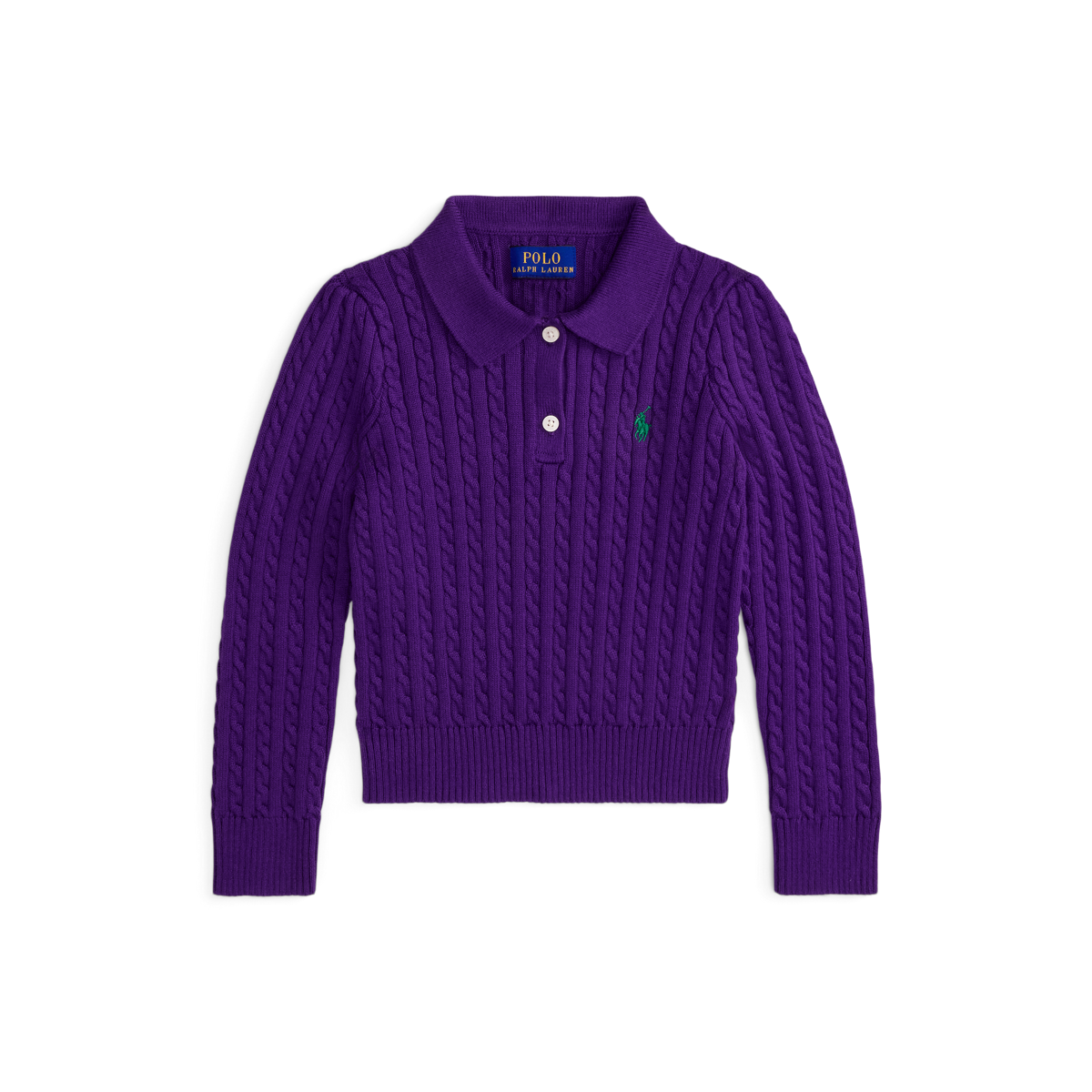 POLO RALPH LAUREN 紫 ケーブルニットセーター Ralph Lauren - ラルフローレン タートルネック ケーブル ニット