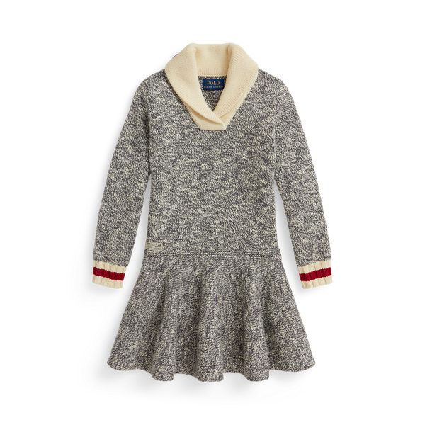 Cabin Knit Roots Cabin Sweater Dress Shawl-Collar Cotton Sweater Dress