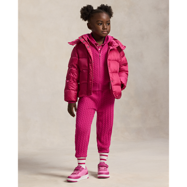 Preppy Pink Metallic Down Hooded Jacket Girls 2-6x 4