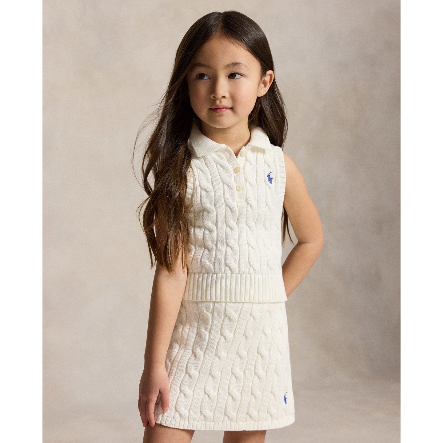 Детские комплекты Ralph Lauren Cotton Polo Sweater & Faux-Wrap Skirt, цвет: Белый — фото 2