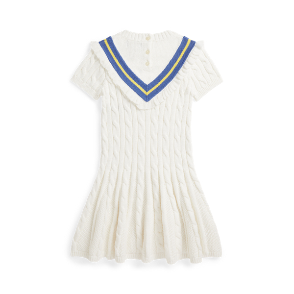 Deckwash White Multi Cricket-Stripe Cotton Sweater Dress Girls 2-6x 2