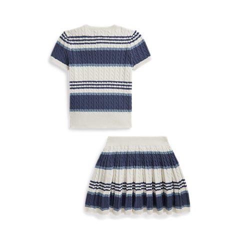 Детские юбки Ralph Lauren Striped Cable Cotton Sweater & Skirt
