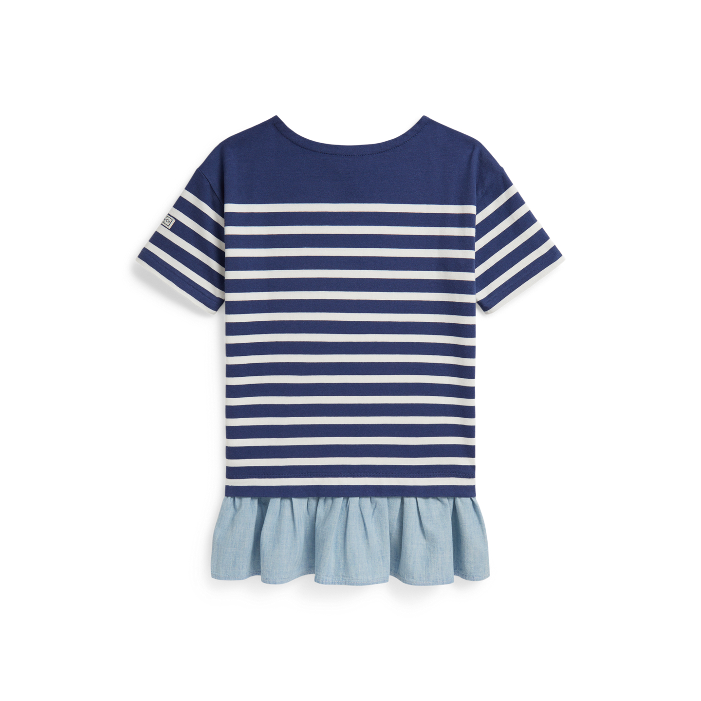 Детское платье Ralph Lauren Striped Chambray-Skirt Cotton, цвет: Тёмно-синий / Белый — фото 1