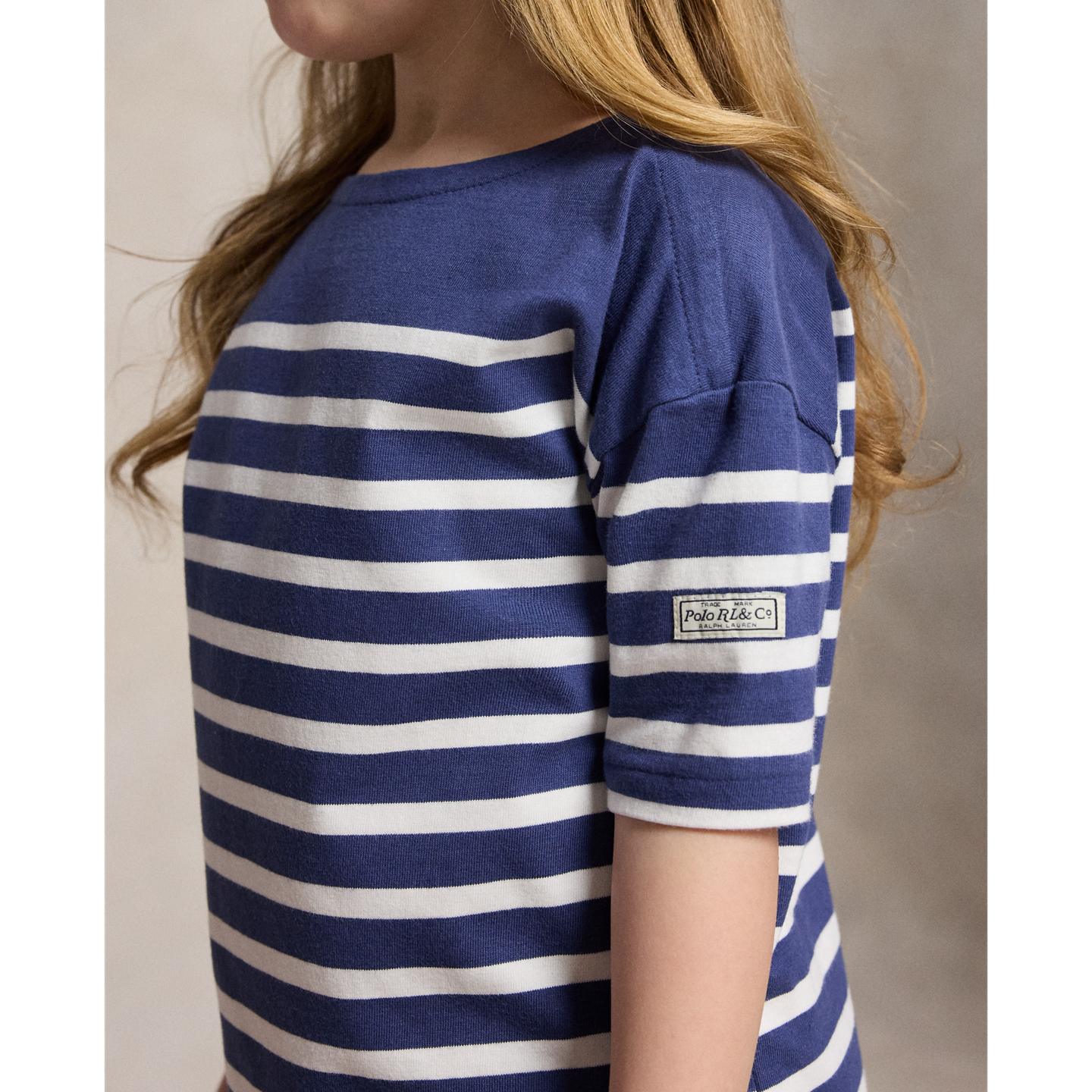 Детское платье Ralph Lauren Striped Chambray-Skirt Cotton, цвет: Тёмно-синий / Белый — фото 3