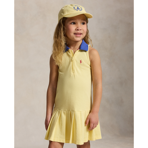 T Bird Yellow Pleated Mesh Quarter-Zip Polo Dress Girls 2-6x 4