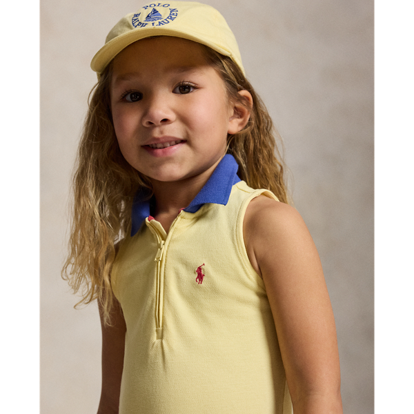 T Bird Yellow Pleated Mesh Quarter-Zip Polo Dress Girls 2-6x 5