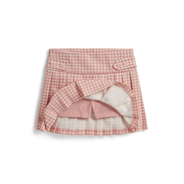 Baby Gingham Dusty Pink Gingham Pleated Ponte Skort Girls 1.5-6.5 Years 3