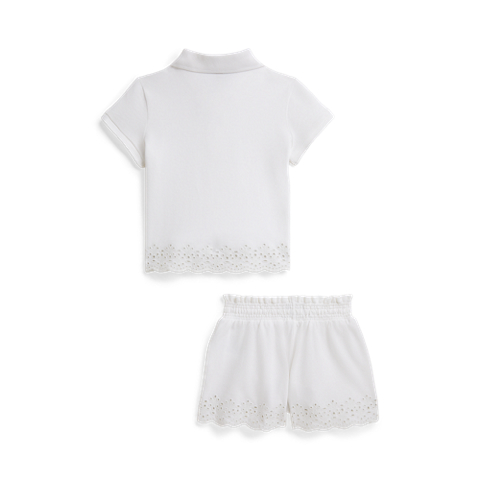 Детские рубашки Ralph Lauren Eyelet Stretch Mesh Polo Shirt & Short