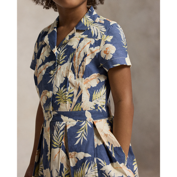 Branley Floral Tropical-Floral-Print Linen-Cotton Dress Girls 2-6x 5