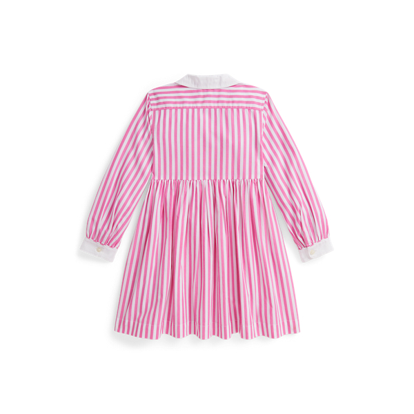 Desert Pink/White Striped Cotton Poplin Shirtdress Girls 2-6x 3