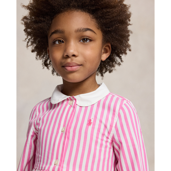 Desert Pink/White Striped Cotton Poplin Shirtdress Girls 2-6x 5