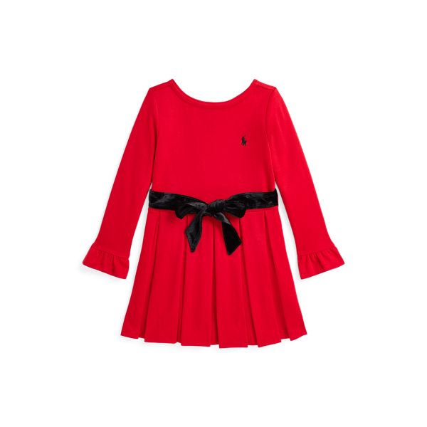 Pleated Long-Sleeve Dress