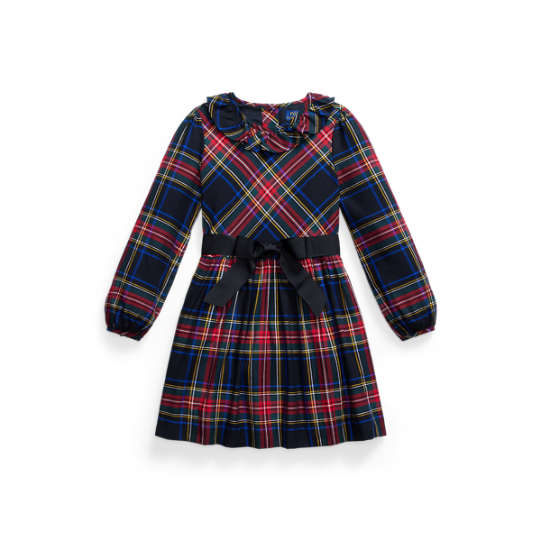 Long-Sleeve Tartan Cotton Dress