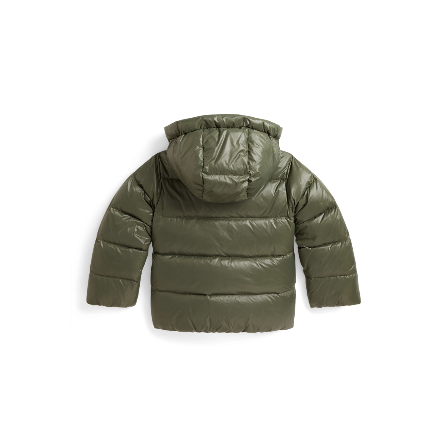 Детская куртка Ralph Lauren Glossy Down Hooded, цвет: Оливковый — фото 1