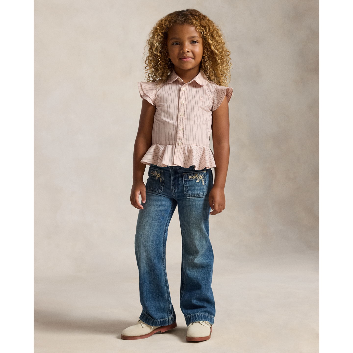 Детские джинсы Ralph Lauren Embroidered Flared Cotton Denim, цвет: Варёный — фото 4