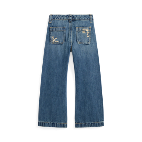 Детские джинсы Ralph Lauren Embroidered Flared Cotton Denim, цвет: Варёный