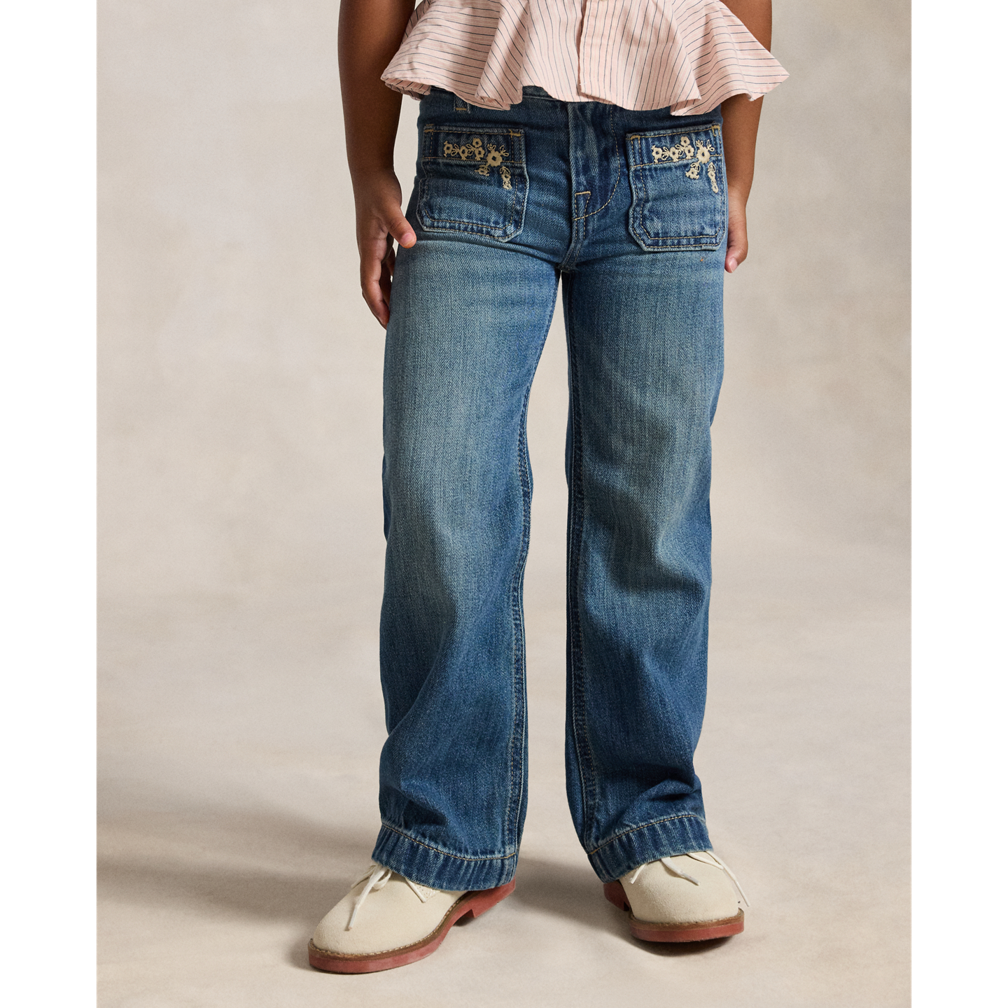 Детские джинсы Ralph Lauren Embroidered Flared Cotton Denim, цвет: Варёный — фото 2