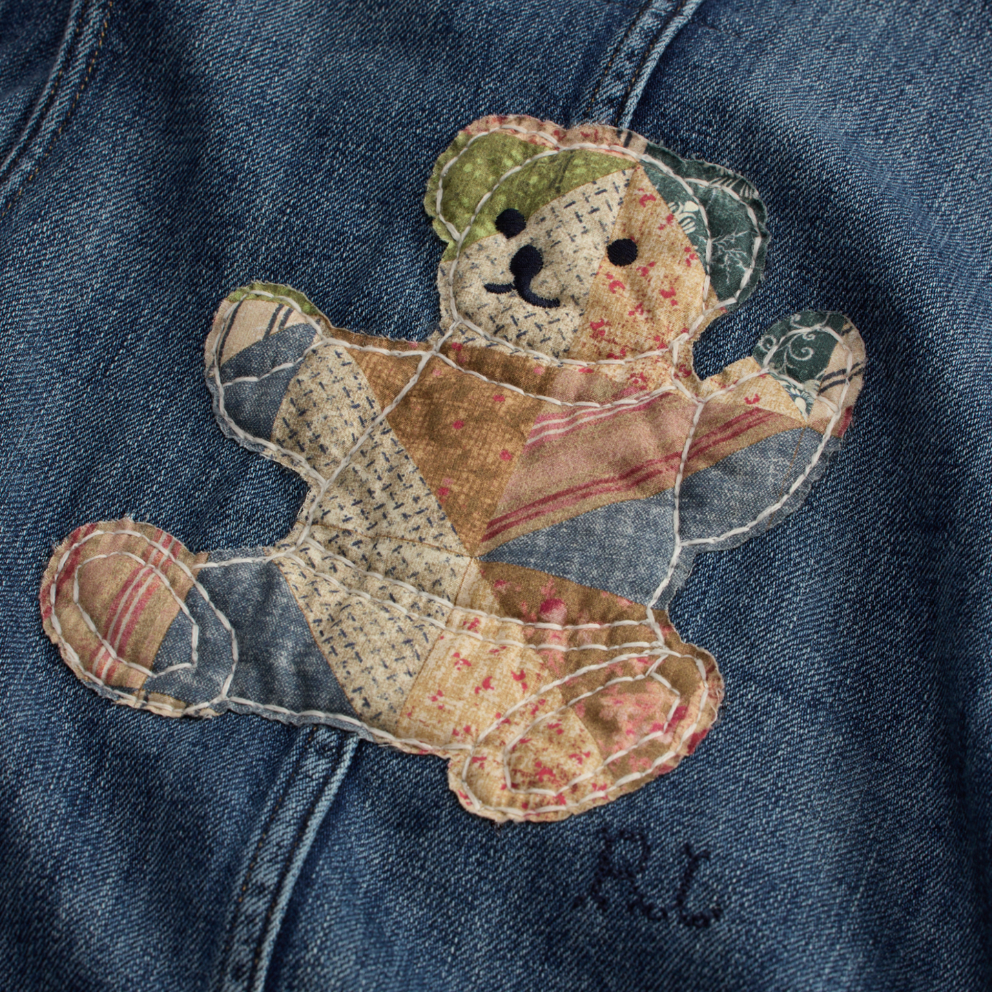 Детская куртка Ralph Lauren Patchwork Polo Bear Denim Utility, цвет: Варёный — фото 6