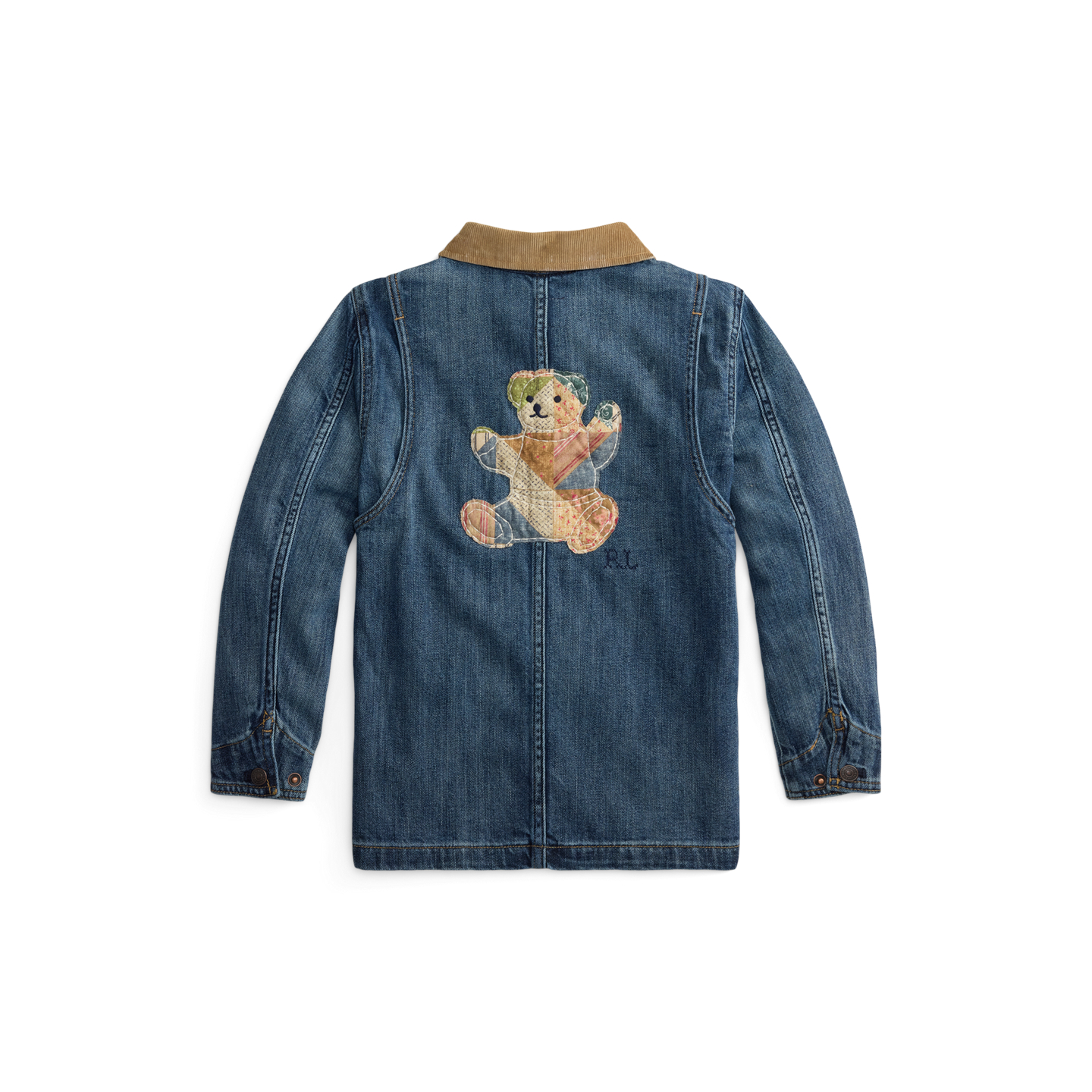 Детская куртка Ralph Lauren Patchwork Polo Bear Denim Utility, цвет: Варёный — фото 1