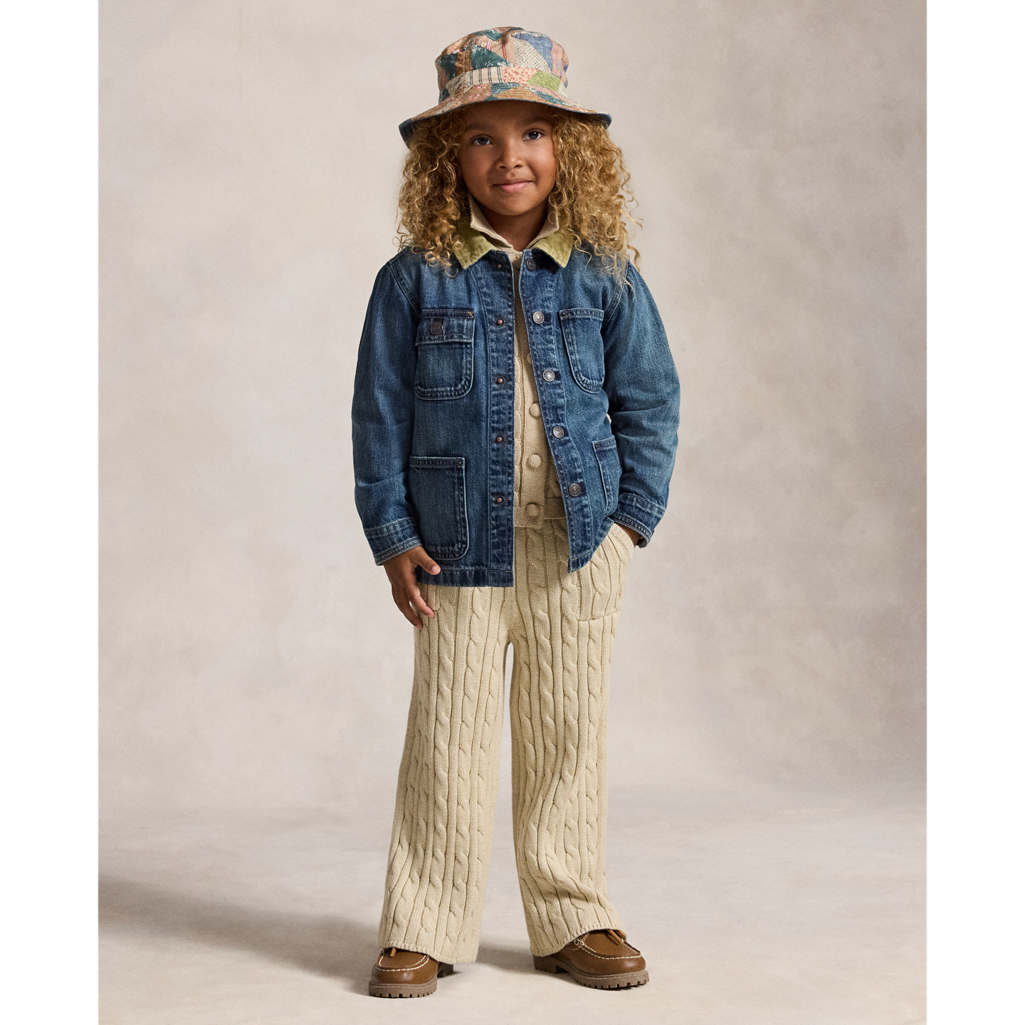 Детская куртка Ralph Lauren Patchwork Polo Bear Denim Utility, цвет: Варёный — фото 2