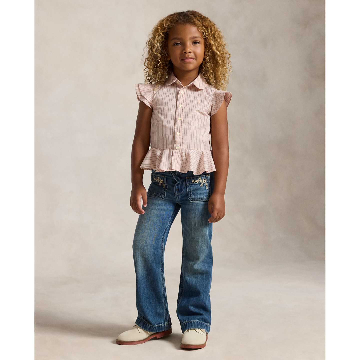 Детская рубашка Ralph Lauren Striped Cotton Peplum, цвет: Розовый тёмно-синий разноцветный — фото 2