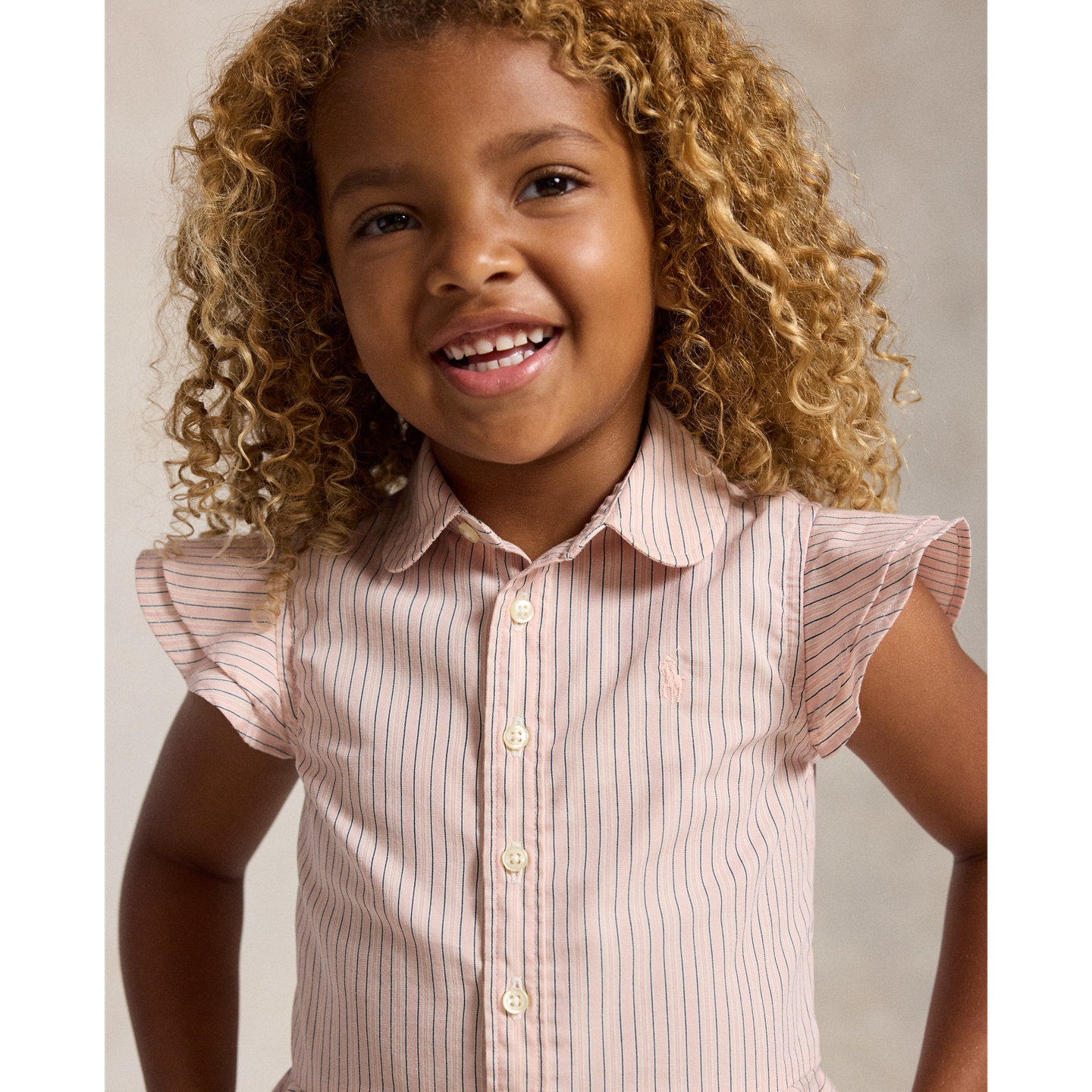 Детская рубашка Ralph Lauren Striped Cotton Peplum, цвет: Розовый тёмно-синий разноцветный — фото 3