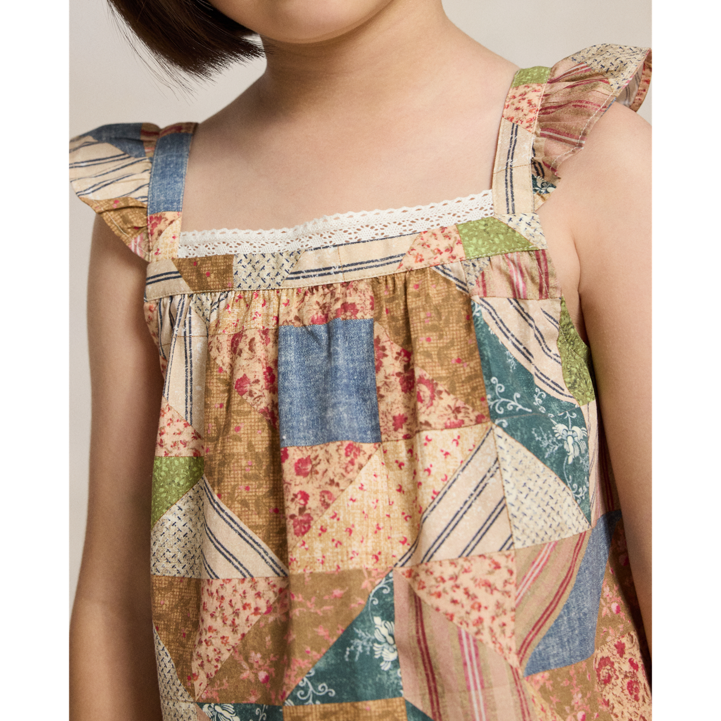 Детский топ Ralph Lauren Patchwork-Print Cotton Boxy, цвет: С принтом — фото 3