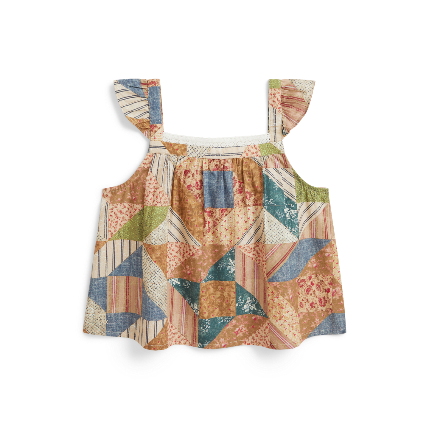 Детский топ Ralph Lauren Patchwork-Print Cotton Boxy, цвет: С принтом — фото 5