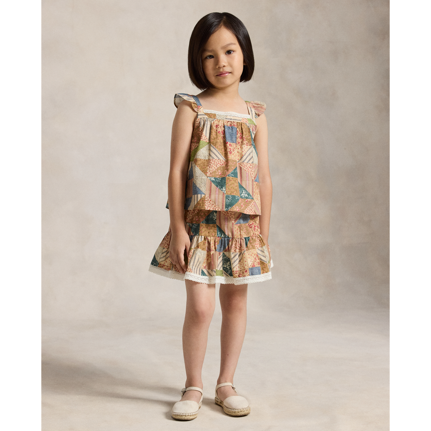 Детская юбка Ralph Lauren Patchwork-Print Cotton Tiered, цвет: С принтом — фото 4