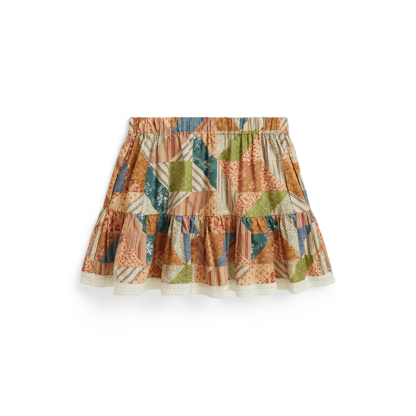Детская юбка Ralph Lauren Patchwork-Print Cotton Tiered, цвет: С принтом — фото 1