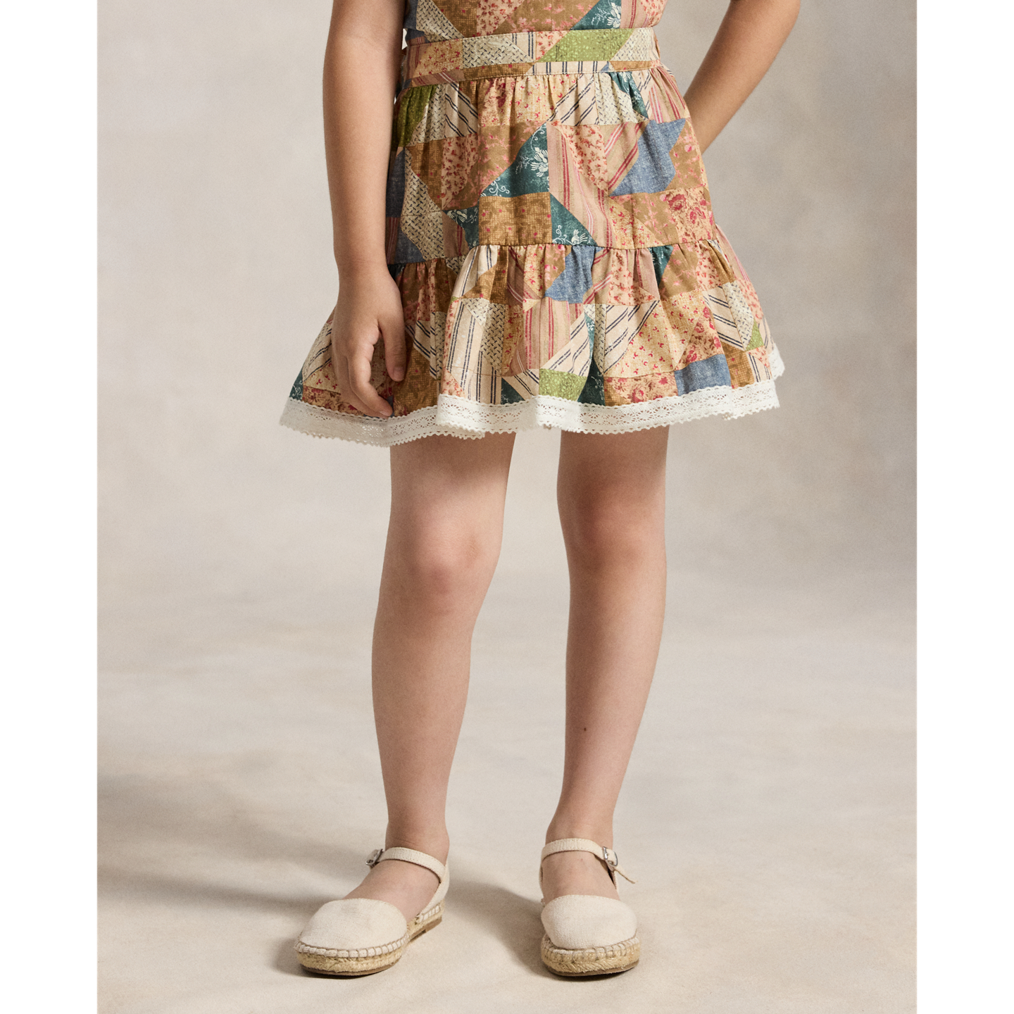 Детская юбка Ralph Lauren Patchwork-Print Cotton Tiered, цвет: С принтом — фото 2