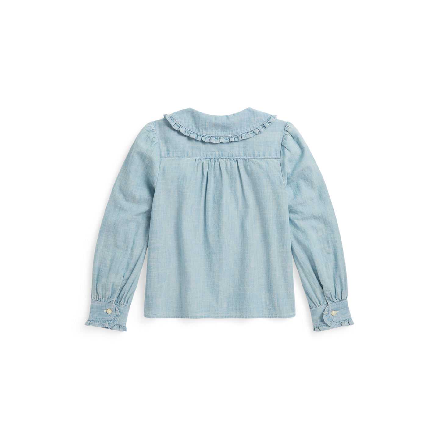 Детский топ Ralph Lauren Cotton Chambray Ruffled, цвет: Средняя варка — фото 1