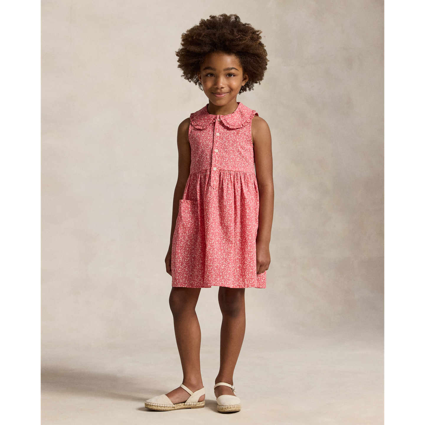 Детское платье Ralph Lauren Floral Cotton Shirtdress, цвет: С принтом розовый — фото 4