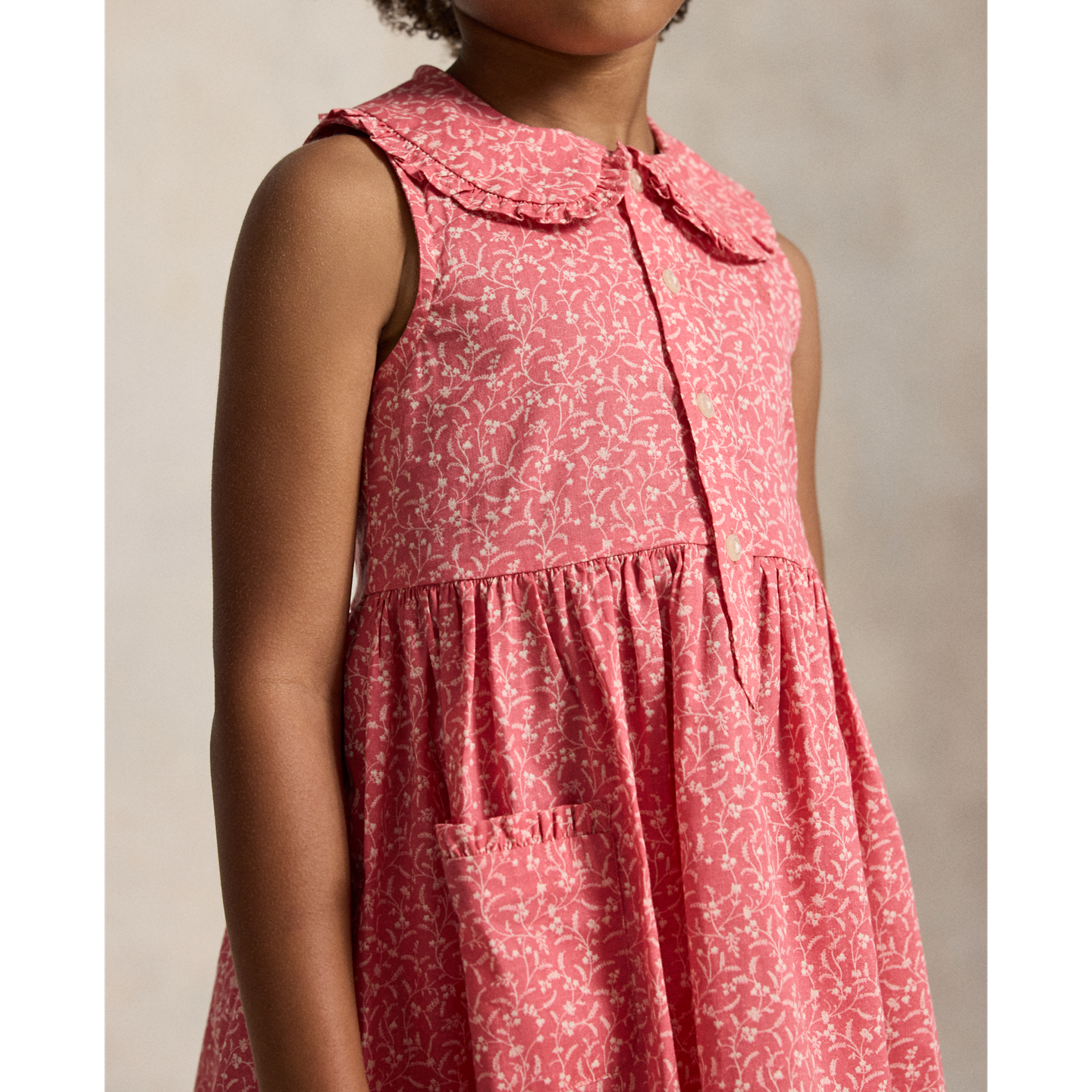 Детское платье Ralph Lauren Floral Cotton Shirtdress, цвет: С принтом розовый — фото 3