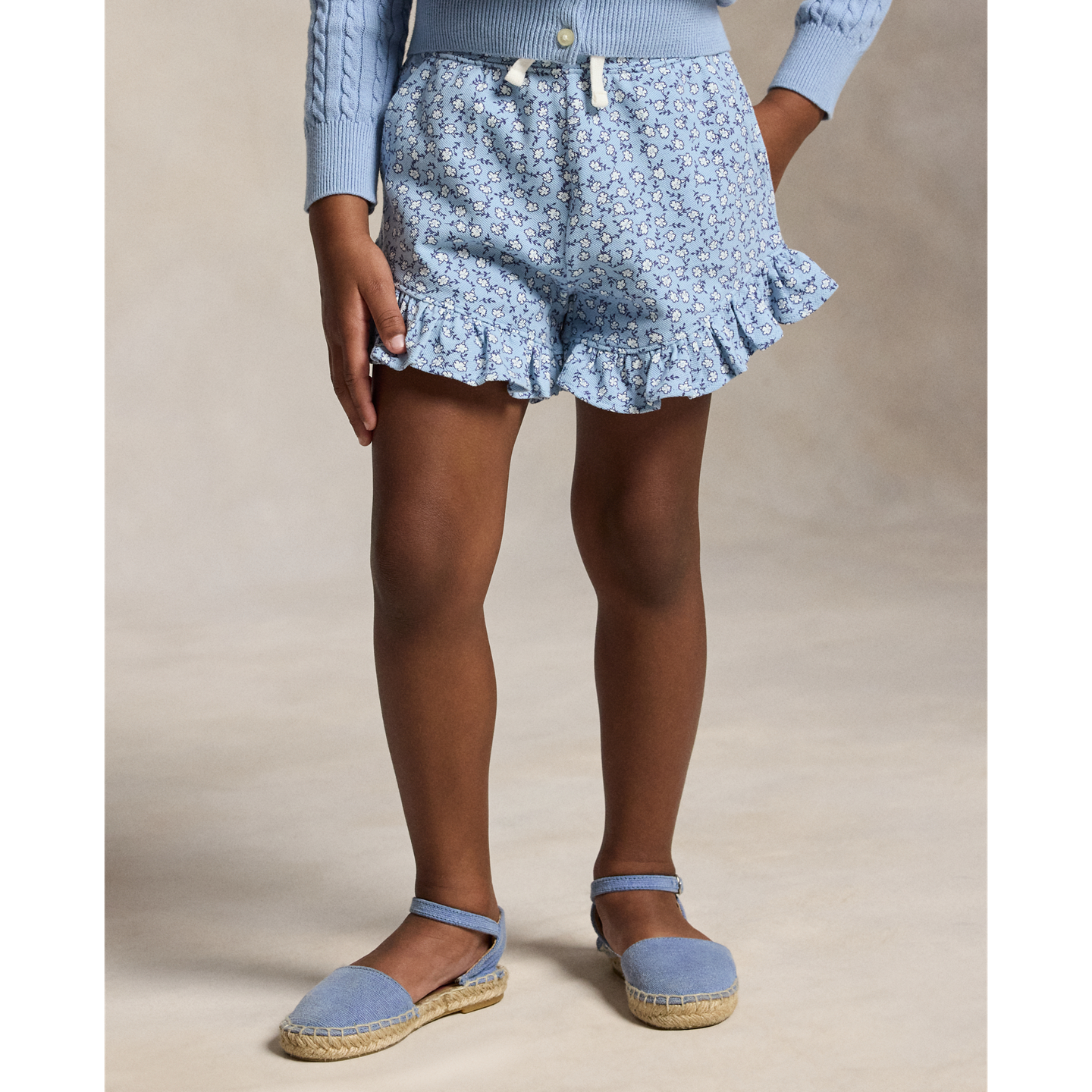 Шорты Ralph Lauren Floral Ruffled Stretch Mesh Short, цвет: Синий / Белый — фото 2