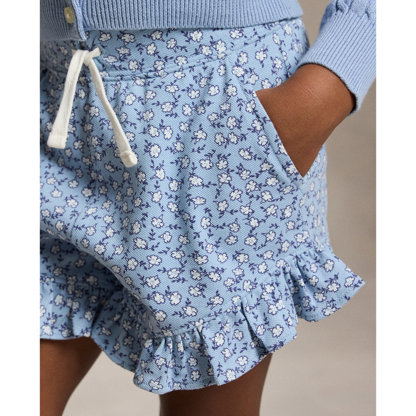 Шорты Ralph Lauren Floral Ruffled Stretch Mesh Short, цвет: Синий / Белый — фото 3