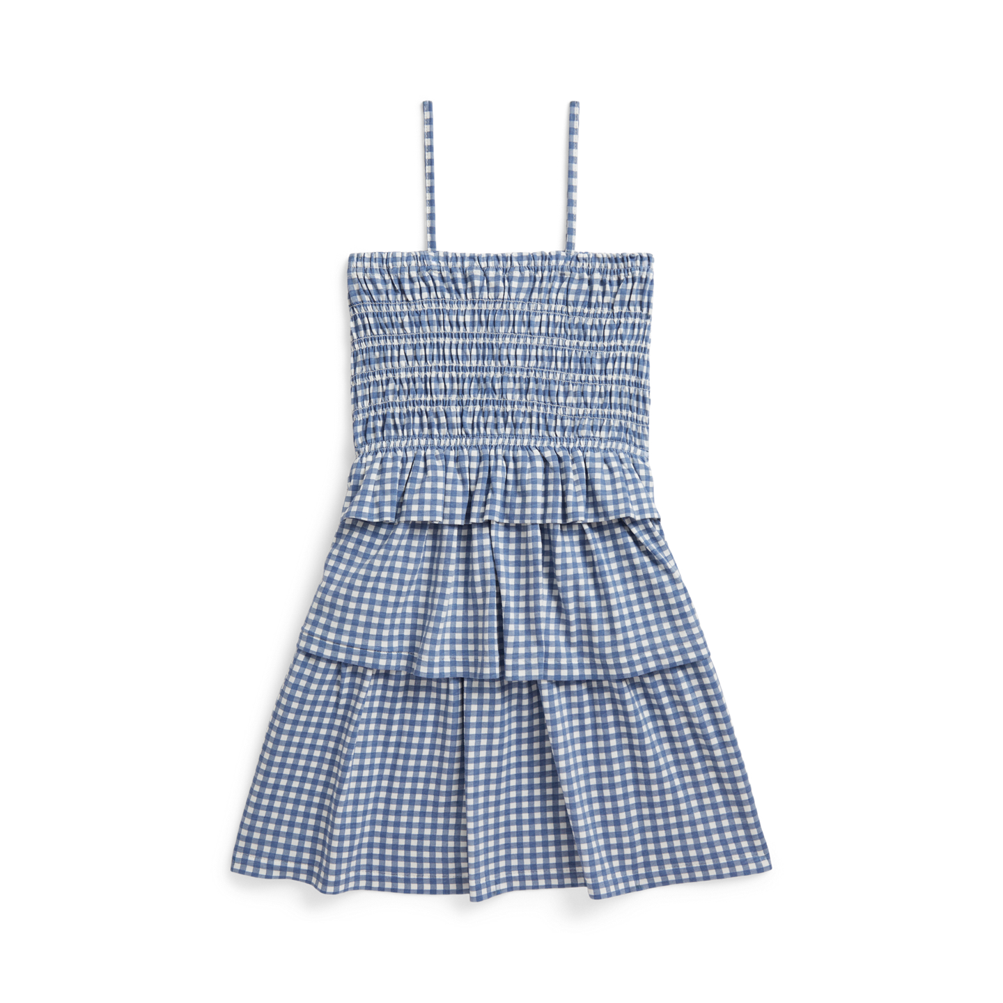 Детское платье Ralph Lauren Plaid Smocked Cotton Jersey, цвет: Синий в мелкую клетку — фото 1