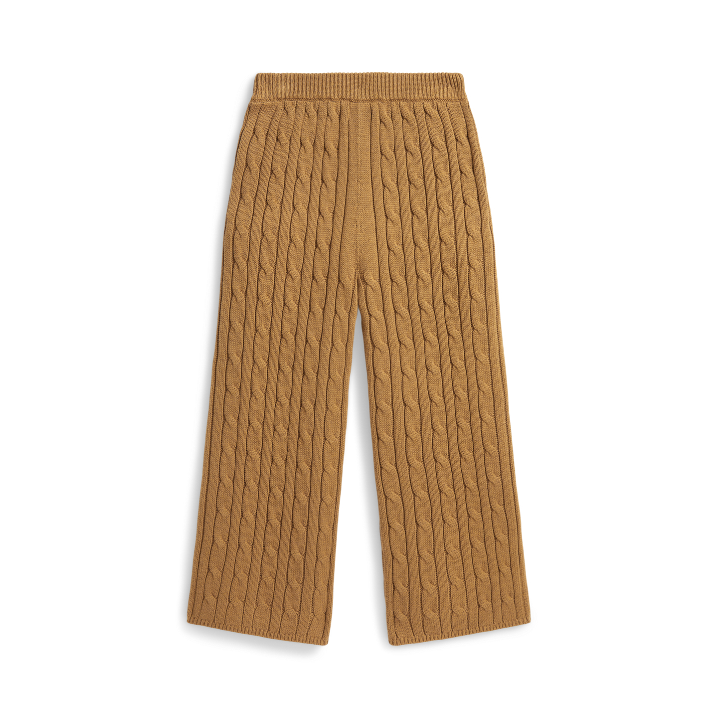 Детские брюки Ralph Lauren Cable-Knit Cotton Wide-Leg Sweater Pant, цвет: Рыжевато-коричневый — фото 1