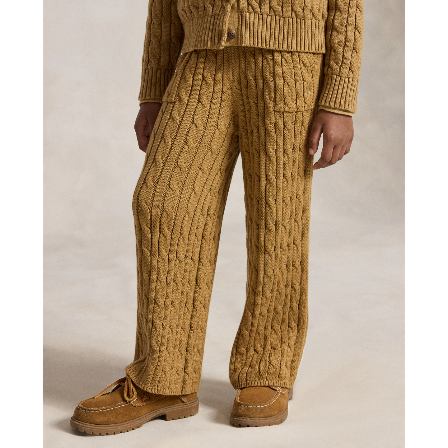 Детские брюки Ralph Lauren Cable-Knit Cotton Wide-Leg Sweater Pant, цвет: Рыжевато-коричневый — фото 2