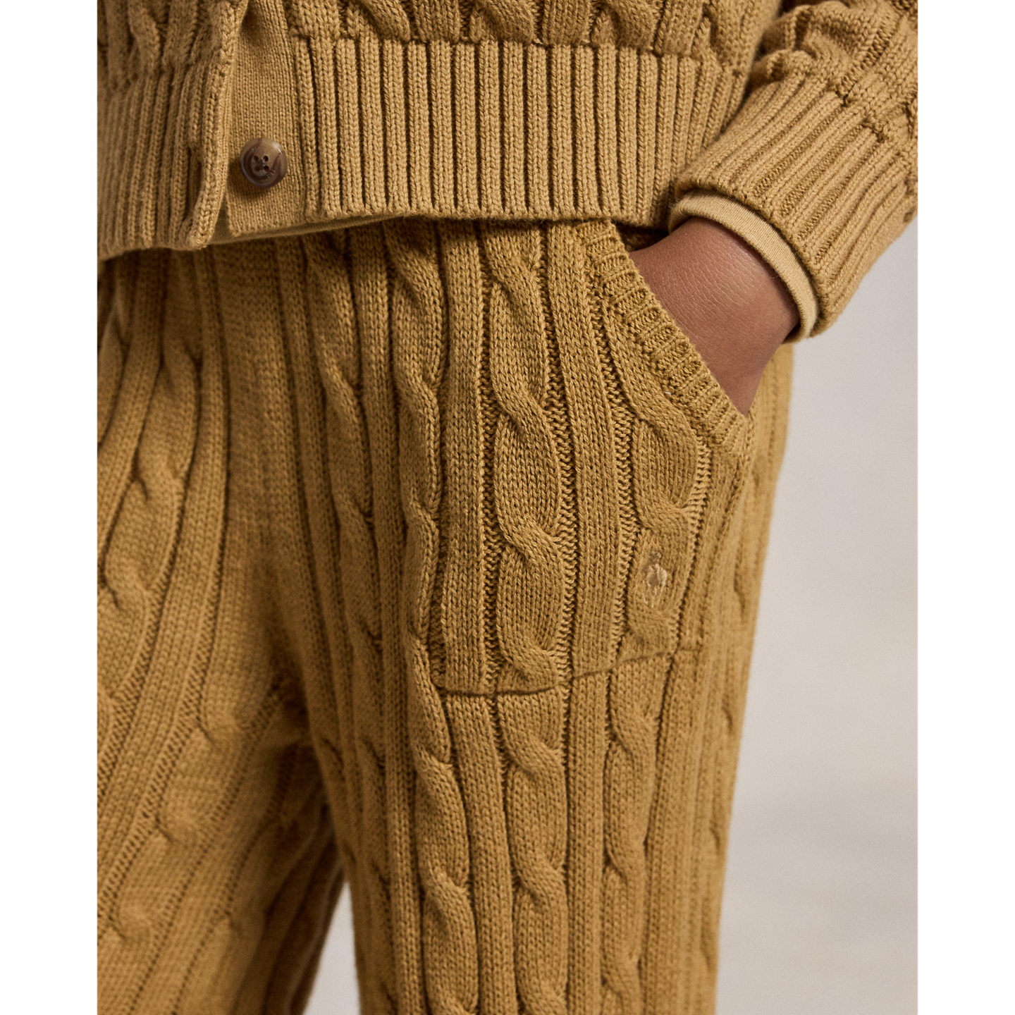 Детские брюки Ralph Lauren Cable-Knit Cotton Wide-Leg Sweater Pant, цвет: Рыжевато-коричневый — фото 3