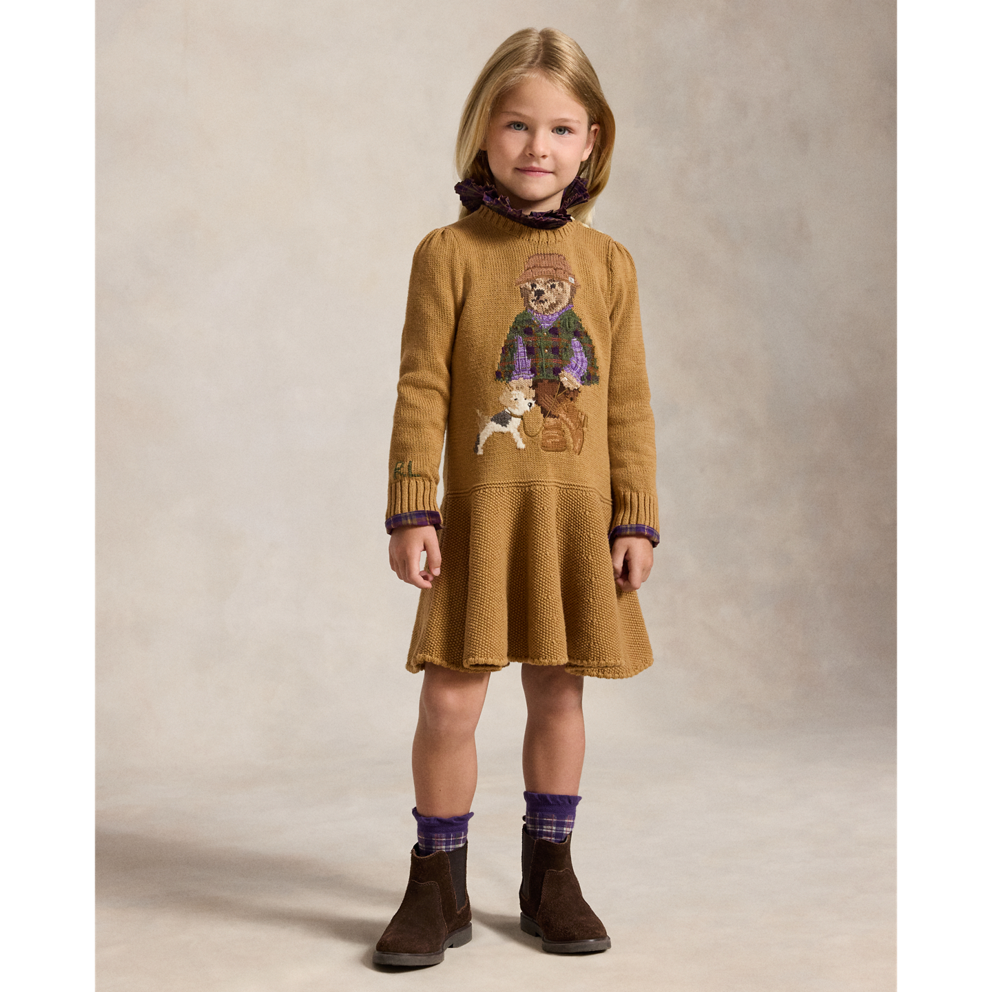 Платье Ralph Lauren Polo Bear Sweater Dress, цвет: Рыжевато-коричневый — фото 5