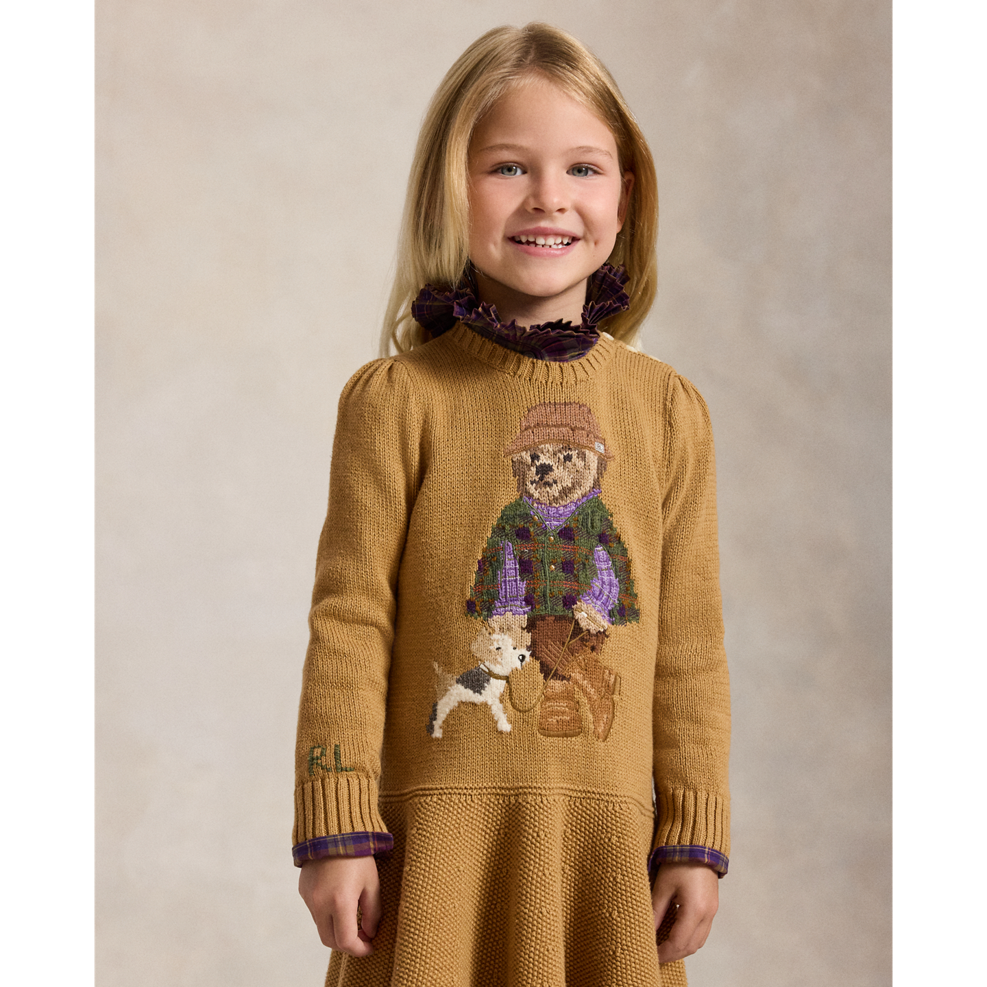 Платье Ralph Lauren Polo Bear Sweater Dress, цвет: Рыжевато-коричневый — фото 2