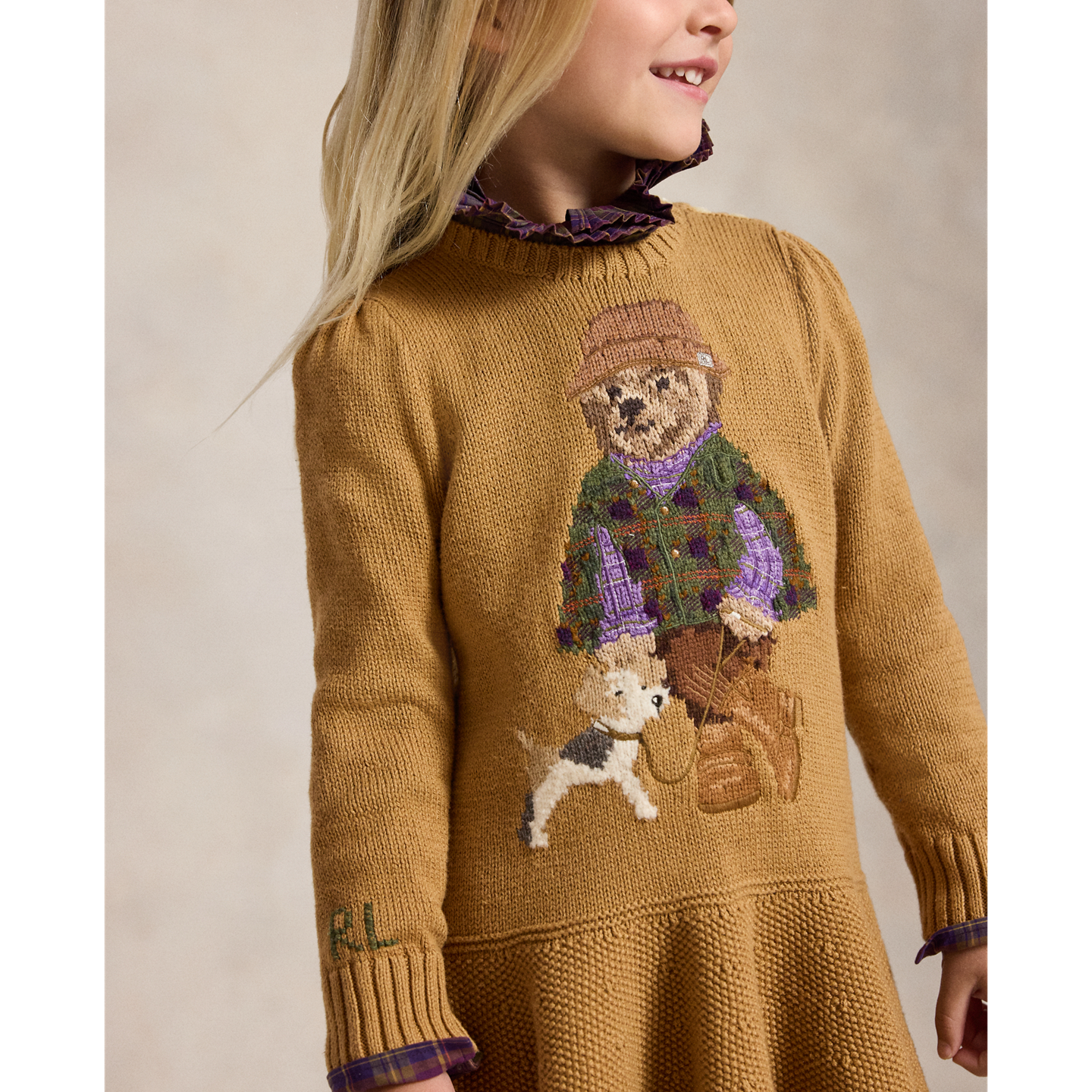 Платье Ralph Lauren Polo Bear Sweater Dress, цвет: Рыжевато-коричневый — фото 3
