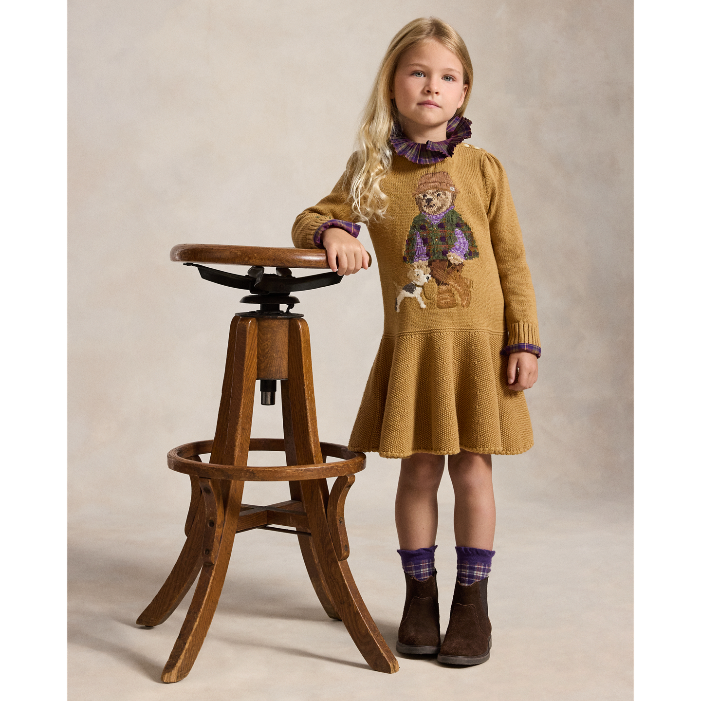 Платье Ralph Lauren Polo Bear Sweater Dress, цвет: Рыжевато-коричневый — фото 4