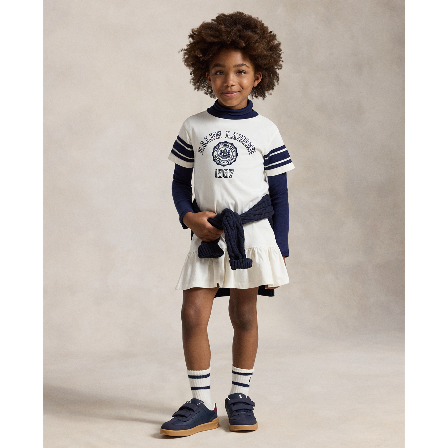 Детское платье Ralph Lauren Graphic Cotton Jersey, цвет: Nevis — фото 4