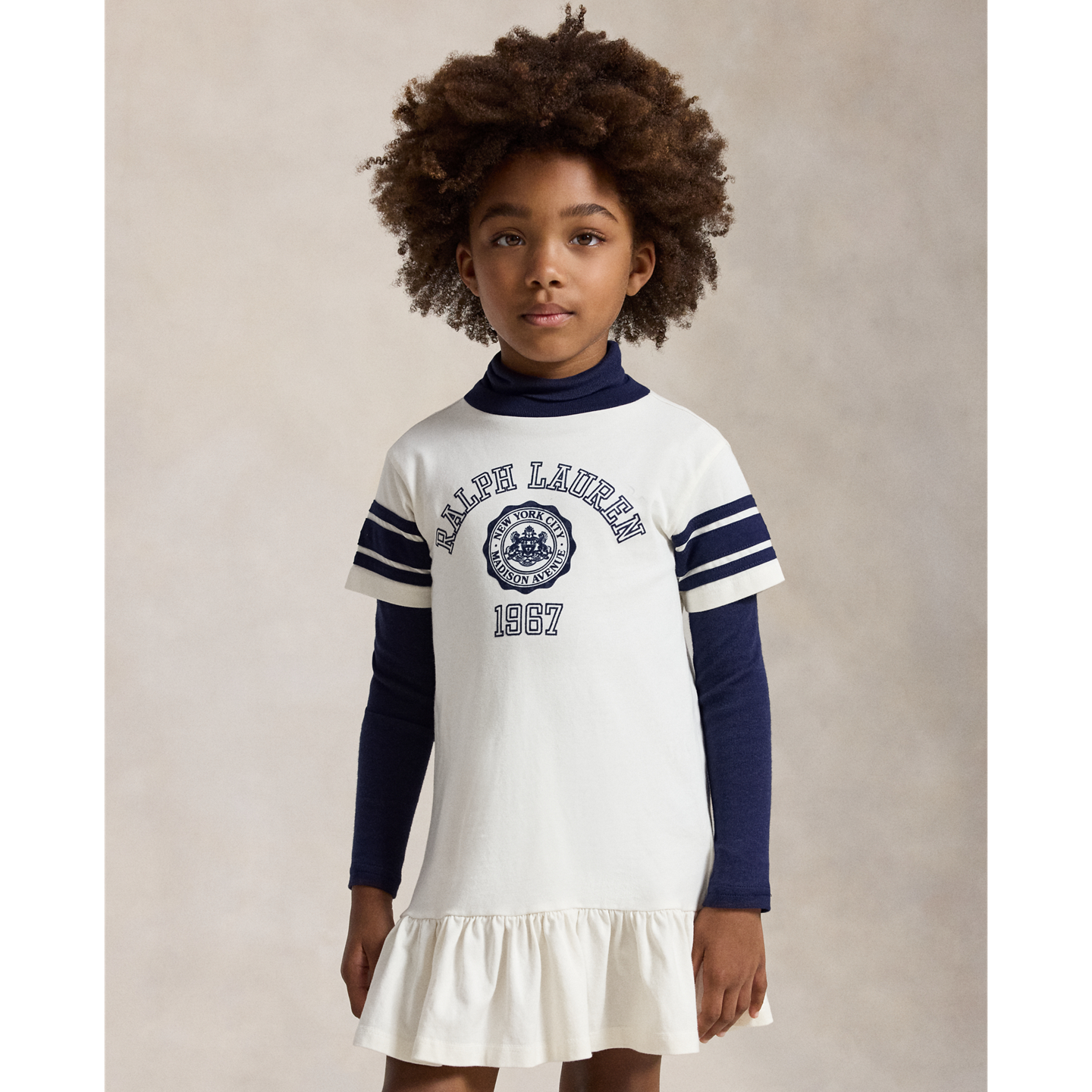 Детское платье Ralph Lauren Graphic Cotton Jersey, цвет: Nevis — фото 2