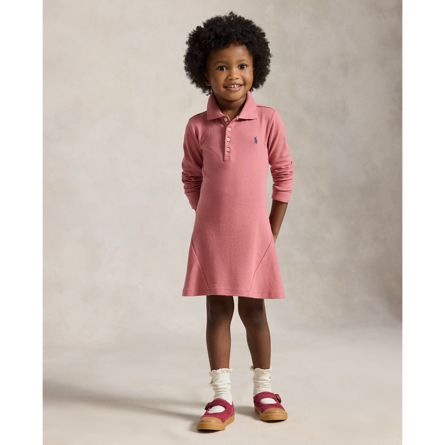 Детское платье Ralph Lauren Stretch Mesh Polo Dress, цвет: Холщовый розовый — фото 4