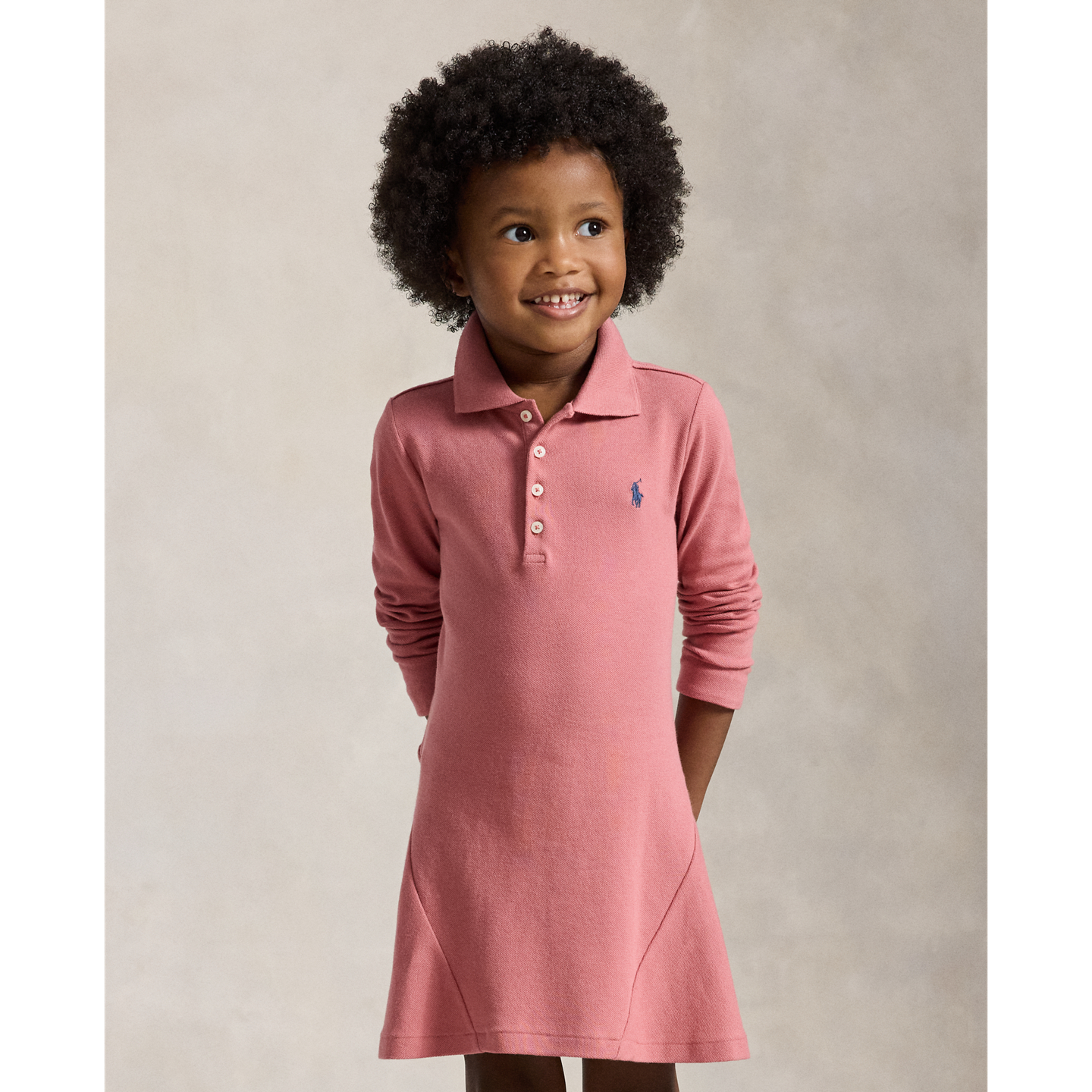 Детское платье Ralph Lauren Stretch Mesh Polo Dress, цвет: Холщовый розовый — фото 2