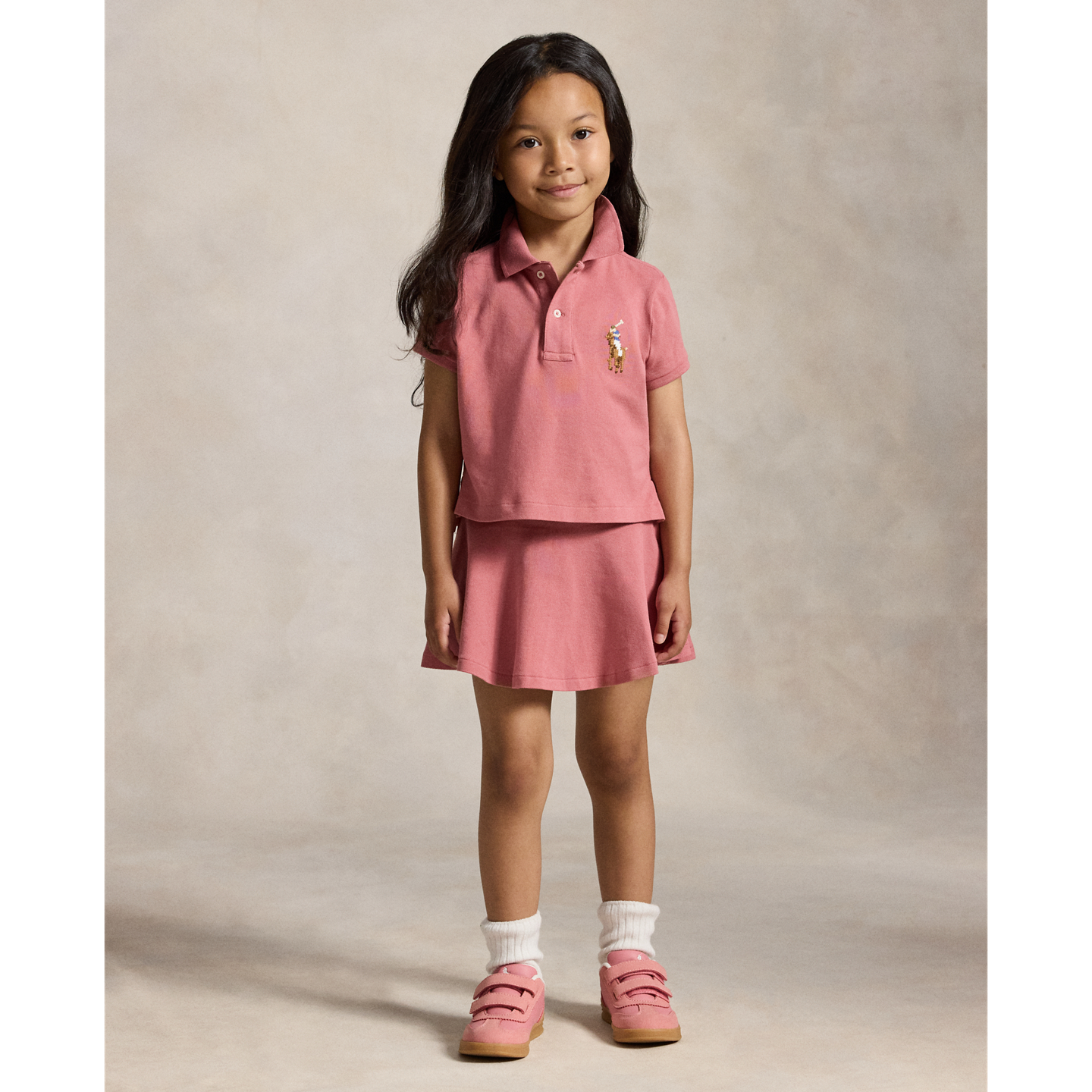 Детское поло Ralph Lauren Boxy Big Pony Stretch Mesh Polo, цвет: Холщовый розовый — фото 2
